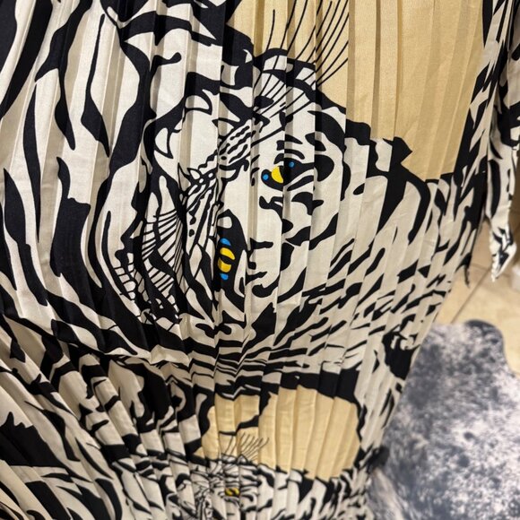 NWT Beulah Style Tiger Party Dress Women Pleated Maxi Dress Black/White Abstract - Picture 13 of 14